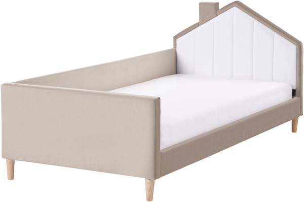 Kinderbett Haus Samtstoff KERVAN 90 x 200 cm Taupe