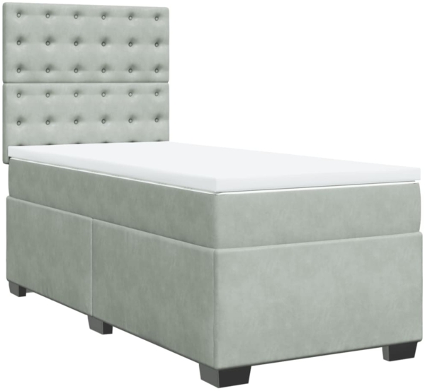 vidaXL Boxspringbett mit Matratze Hellgrau 80x200 cm Samt 3290774