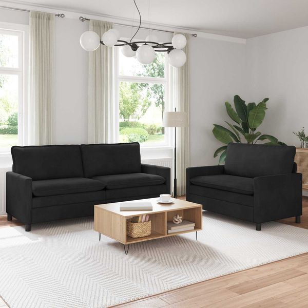 vidaXL Sofa Set 2 pcs Schwarz Samt 3417132
