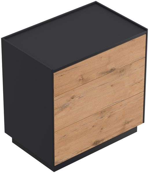 Design Nachttisch Kommode Lux XL 70cm, 3 Pushauszüge Oak für Boxspringbett : Oak / Grafit