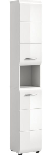 furnling Hochschrank Ivy (1-St) 1 offenes Fach, 2 Türen, 6 Fächer, Hochglanz Front, Höhe 185 cm, weiß