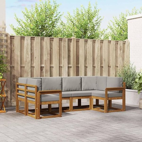 IKAYAA Outdoor-Sofaset aus Akazienholz – Robustes, stilvolles Möbelset für 4–5 Personen; ideal für Gärten und Poolbereiche