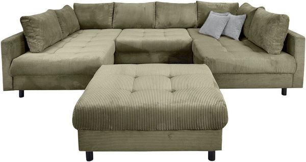COLLECTION AB Wohnlandschaft Toni U-Form, B: 298 cm, Set: Sofa & Hocker, 3 Zierkissen, Federkern