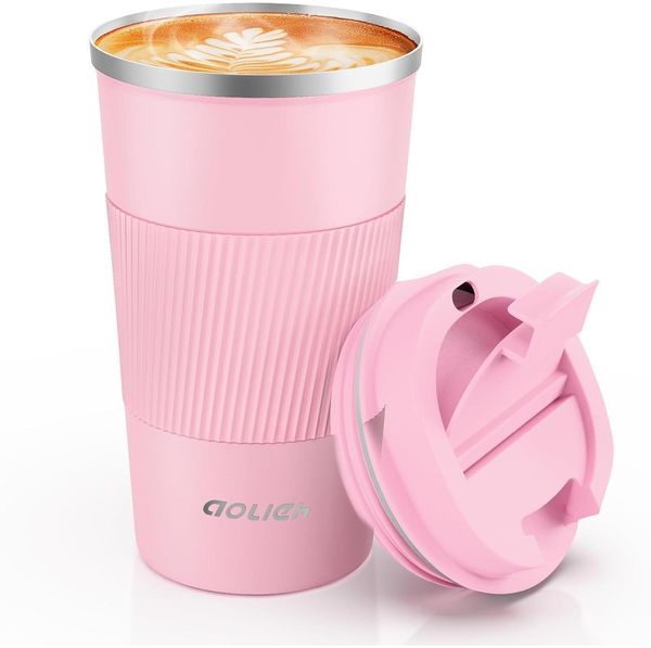 Aolieh Thermobecher Kaffeebecher Edelstahl Isolierbecher 380ML Gelb