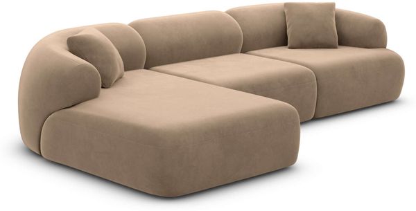 Samtstoff Ecksofa Monteluna L Form - Samtstoff - braun - Links