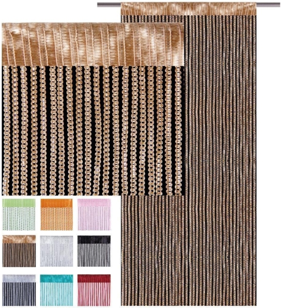 Fadenvorhang Lurex- Optik Fadengardine mit Stangendurchzug Türvorhang, attraktiv und modern in vielen verschiedenen Ausführungen erhältlich (gold - gelbgold / ca. 90 x 200 cm) Bild 4