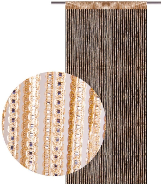 Fadenvorhang Lurex- Optik Fadengardine mit Stangendurchzug Türvorhang, attraktiv und modern in vielen verschiedenen Ausführungen erhältlich (gold - gelbgold / ca. 90 x 200 cm) Bild 2