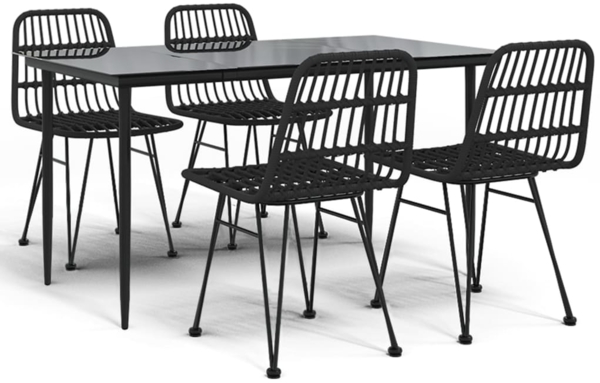 vidaXL 5-tlg. Garten-Essgruppe Schwarz Poly Rattan 3157882
