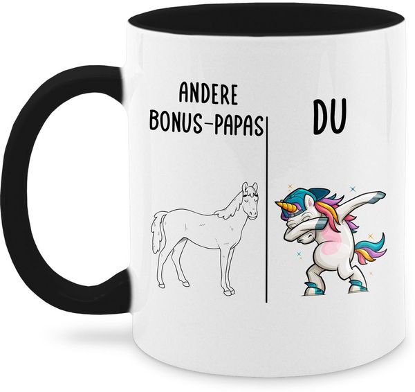 Shirtracer Tasse Andere Bonus Papas - Dabbing Einhorn, Stiefvater Geschenk, Bonus Pap, Keramik, Stiefvater Stiefpapa