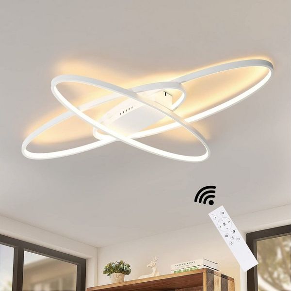 ZMH LED Deckenleuchte Wohnzimmer Dimmbar mit Fernbedienung Deckenlampe Modern Flur, Augenschutz, LED fest integriert, 3000-6500K