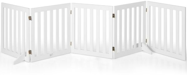 Absperrgitter Hunde 60cm Hoch Schutzgitter Holz Kindergitter klappbar Treppengitter Weiß (5 Paneelen)