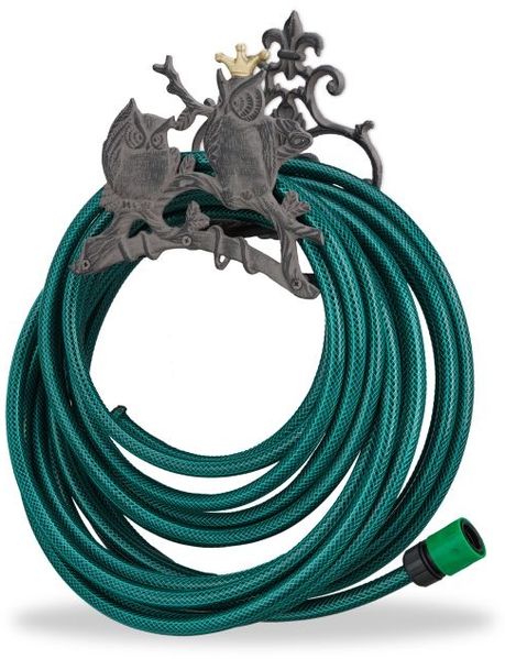 Relaxdays Gartenschlauchhalter Gusseisen Eule