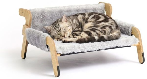 Relaxdays Erhöhtes Katzenbett mit Plüsch
