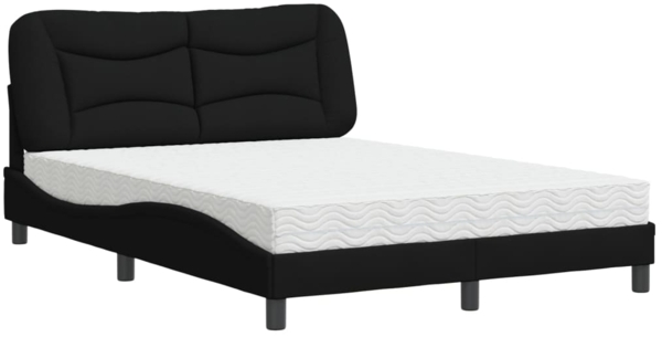 vidaXL Bett mit Matratze "Hvar" Schwarz 140x200 cm Stoff 3208536