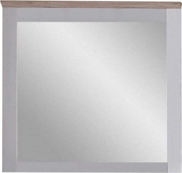Spiegel Romy / Romance, Glas, Holzwerkstoff, Weiß, Holzfarben, 95 x 92 x 4 cm