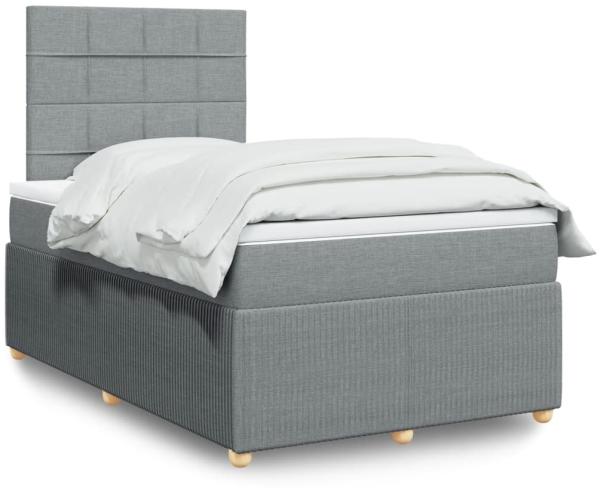 vidaXL Boxspringbett mit Matratze Hellgrau 120x200 cm Stoff 3294323