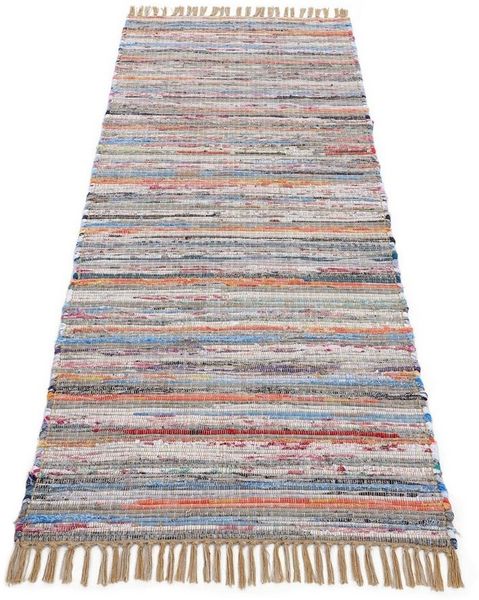 carpetfine Teppich Kelim Chindi, Wendeteppich, rechteckig, Höhe: 6 mm, handgewebt, Fleckerlteppich mit Fransen, auch vielen in Läufergrößen