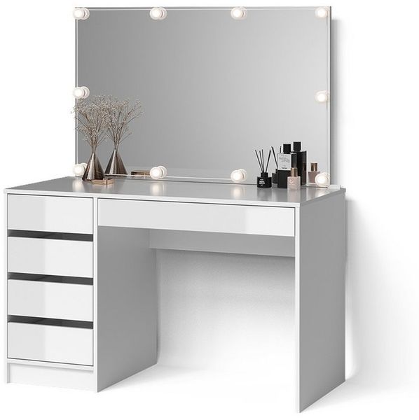 Livinity® Schminktisch Imola, Weiß, 120 cm mit LED Beleuchtung (1-St)