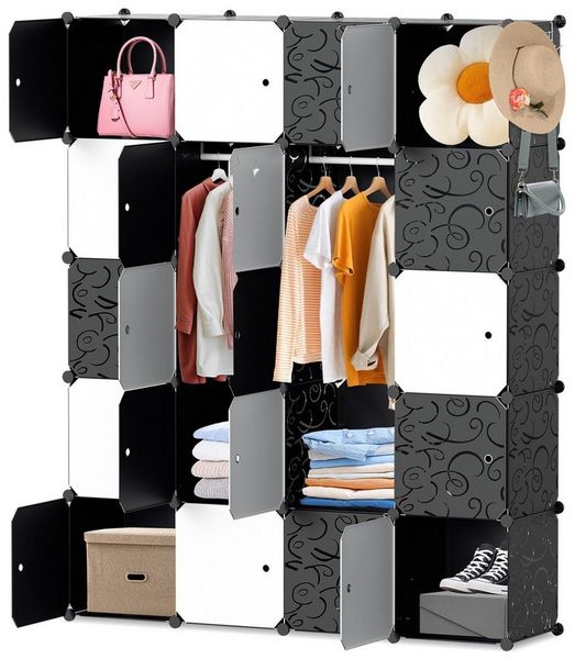 Clanmacy Kleiderschrank Kleiderschrank DIY Kombischrank, 20 Würfel Garderobe