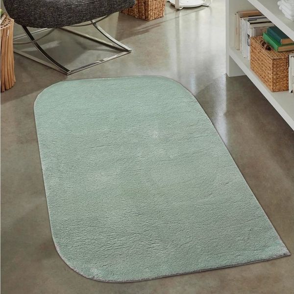 Carpetia Hochflor-Teppich Designer Teppich mit abgerundeten Ecken, waschbar, grün, rechteckig, Höhe: 16 mm