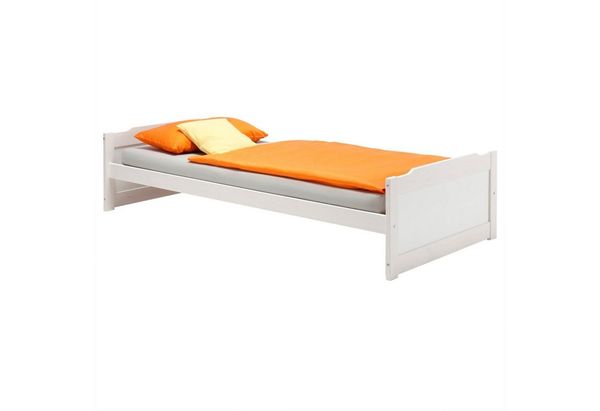 IDIMEX Massivholzbett FRITZ, Einzelbett Kinderbett Holzbett Bett 90x200 cm Kiefer massiv weiss lac