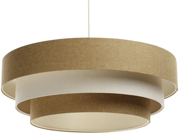 BPS Koncept 050-108-60 Hängeleuchte BOHO ELEGANT E27 1x40W Stoff strukturiert auf PVC-Kunststoff braun, weiß H:90cm Ø50cm dimmbar