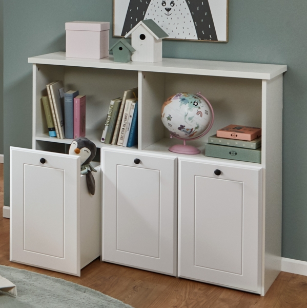 Spielzeugregal »Thilo« mit 3 Rollkästen & 2 offenen Fächern, Weiß, Arthur Berndt