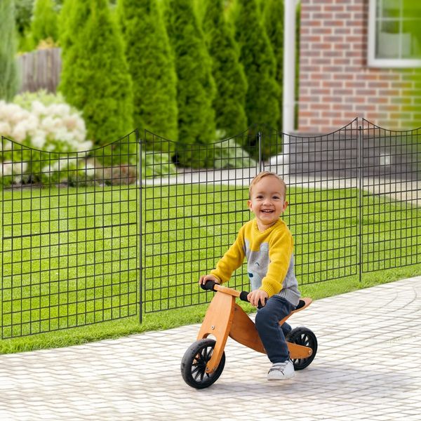 5 Stück Dekorativer Gartenzaun aus Metall Landschaftszaun 98 cm Hoch Schwarz