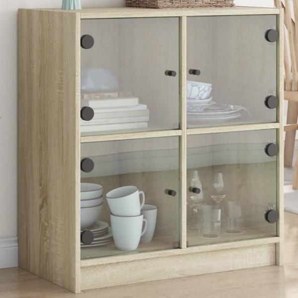 vidaXL Beistellschrank mit Glastüren Sonoma-Eiche 68x37x75,5 cm 836380