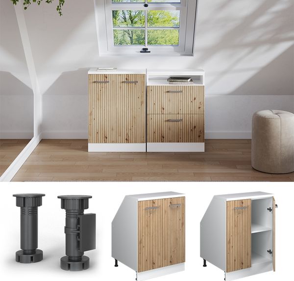 Dachschrägenschrank Rion Artisan-Eiche 60 x 81.6 cm mit 2 Türen, Schrankkorpus 60 cm Tiefe Vicco Bild 5