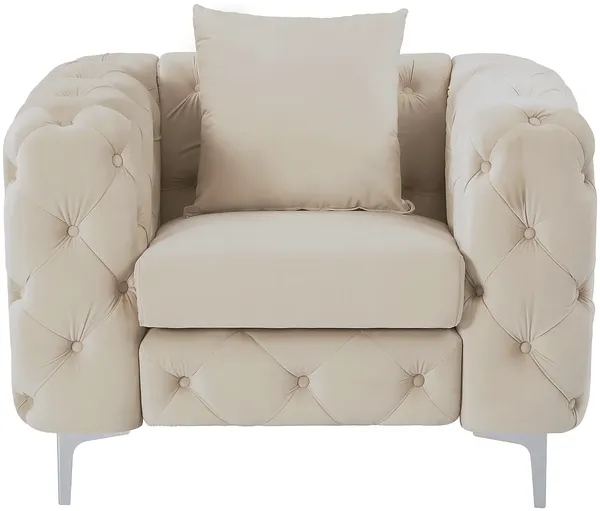 Vente-unique - EDWINA Sessel SamtStoff Beige - B 91 cm x H 76 cm x L 106 cm