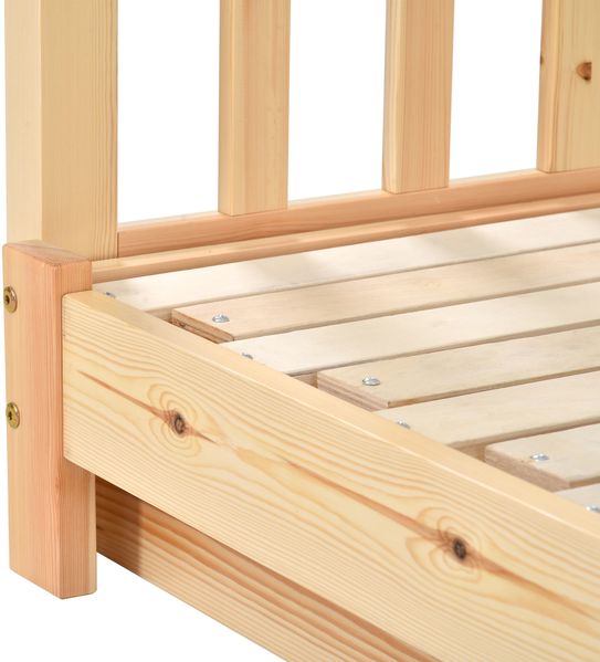 Erweißerbares Hausbett 208x182x170 ausziehbares Kinder- und Tagesbett, reines Massivholz (Kiefer), wandelbar als Einzel- und Doppelbett, natur Bild 10