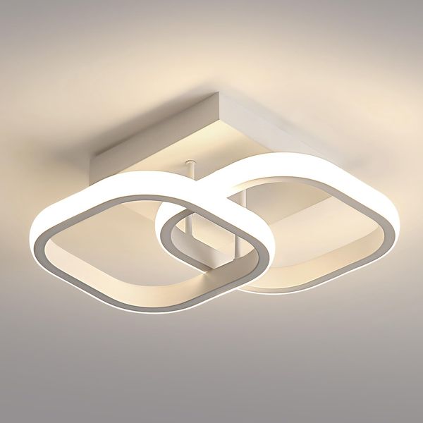 Osairous LED Deckenleuchte Moderne, Deckenlampe LED Quadratisch Weiß 2137LM, Deckenbeleuchtung Lampen aus Aluminium für Schlafzimmer Wohnzimmer Küche Korridor, Natürliches Licht 4500K, 29CM