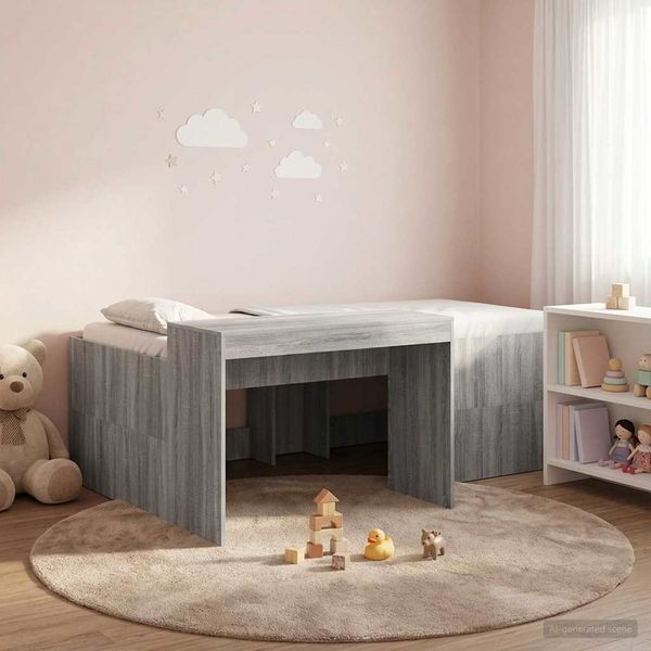 vidaXL Hochbett mit Schreibtisch für Kinder Grau Sonoma 80 x 200 cm 3422648