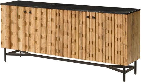 Sideboard Akazie 180x40x76 natur lackiert / Marmor schwarz LONDON #101
