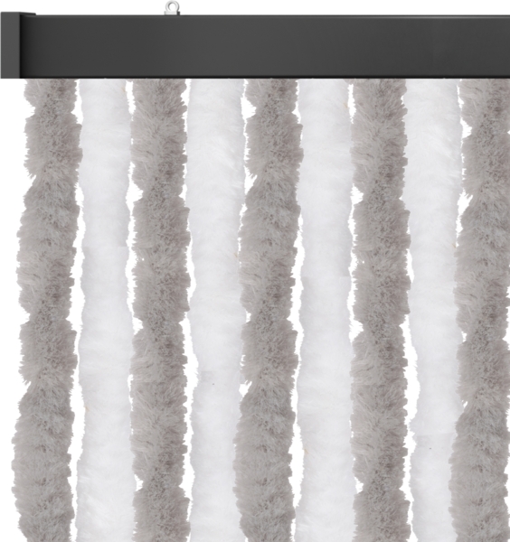 Flauschvorhang 80x185 cm in Unistreifen hellgrau - weiß, perfekter Insekten- und Sichtschutz für Ihre Balkon- und Terrassentür, viele Farben
