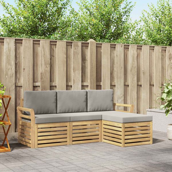 vidaXL Outdoor-Sofagarnitur 4 pcs Weiß und Hellgrau 3391636