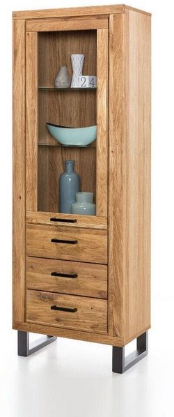 ELFO Standvitrine Vitrine Regal Tina in Wildeiche geölt Teilmassiv Breite 67cm B 67 x H 200 x T 40 cm