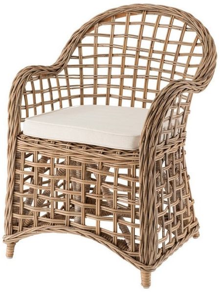 More2Home Rattanstuhl Rattan-Sessel DUSA, grau-washed, mit Kissen