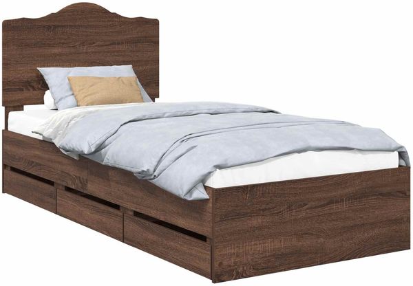 vidaXL Bettrahmen Braun Eichen-Optik 75 x 190 cm Ingenieurs Holz 3413470 Bild 2