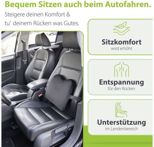 feela Sitzkissen Ergonomisches Kissen fürs Auto – Rückenstütze für gesundes Sitzen, Mehr Komfort auf langen Fahrten – entlastet Rücken & fördert Haltung