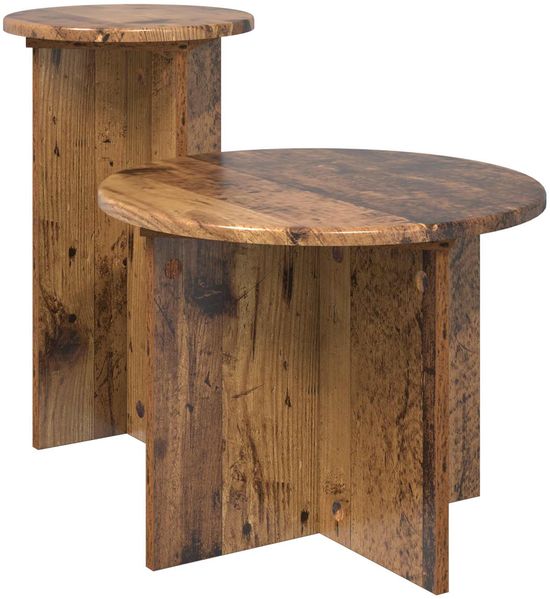 vidaXL Beistelltisch-Set mit Speicher 2 pcs Altholz Holzwerkstoff 8001035