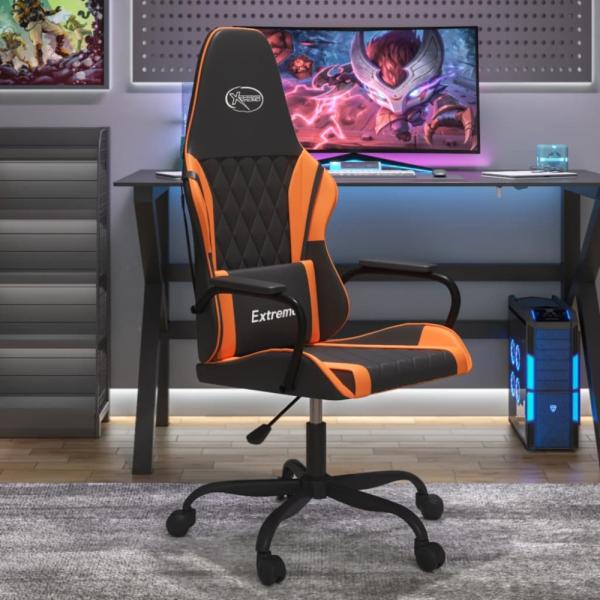 vidaXL Gaming-Stuhl mit Massagefunktion Schwarz und Orange Kunstleder 345539