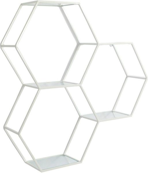 OTTO home Deko-Wandregal Lenia, 3 Ablageflächen aus Glas in einer besonderen Form kombiniert, für elegantes und modernes Wohnen, aus Metall, in 3 Farben
