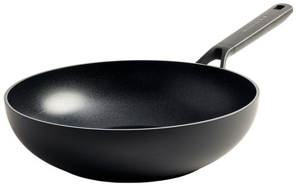 KitchenAid Classic Forged Wok (28cm/3,6L), hart anodisiert, PFAS-freie gesunde keramische Antihaftbeschichtung, beschichtet, Induktionsgeeigent, Backofengeeignet, Spülmaschinengeeignet, Schwarz