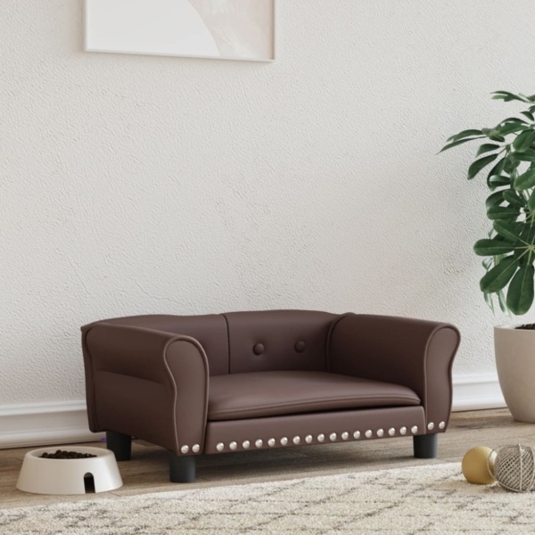 vidaXL Hundebett, Kunstleder, Braun, 70 x 45 x 30 cm