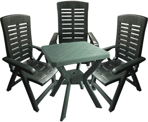 Kunststoff Sitzgarnitur Gartengarnitur Bistro Set 4-teilig Grün