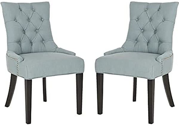 SAFAVIEH Set of 2 Contemporary Upholstered Chairs, in Sky Blue