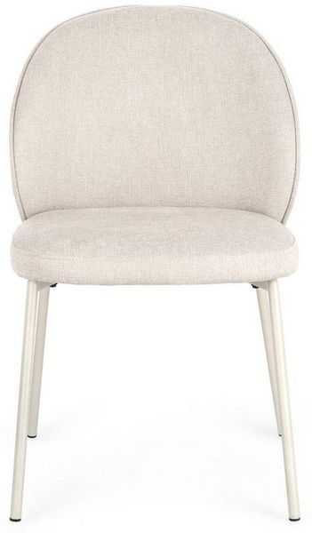 Esszimmerstuhl Wendy aus Stoff, modern gepolstert, Beige, Metallgestell, elegantes Design