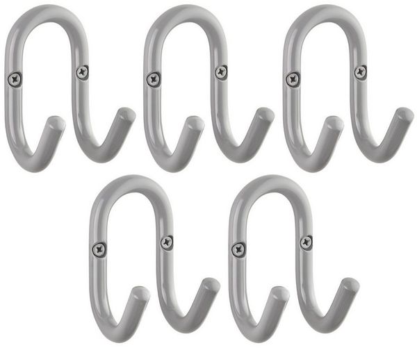 SO-TECH® Kleiderhaken Garderobenhaken FARA Doppelhaken Stahl, (5-St), 88 x 51 x 59 mm, Stangendurchmesser 10 mm, Stahl grau